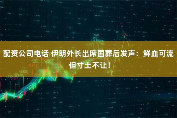 配资公司电话 伊朗外长出席国葬后发声：鲜血可流 但寸土不让！